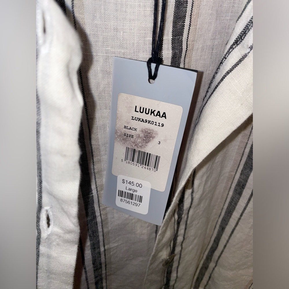 Luukaa White Button-Down Striped Linen Shirt - Picture 6 of 11